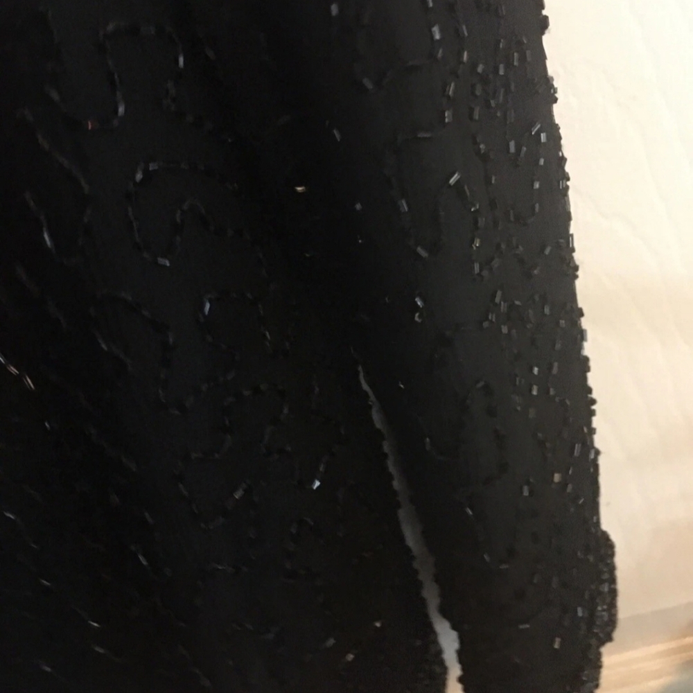 BLACK SEQUINED EVENING JACKET S 8 BY Lawrence Kazar. - Picture 5 of 7